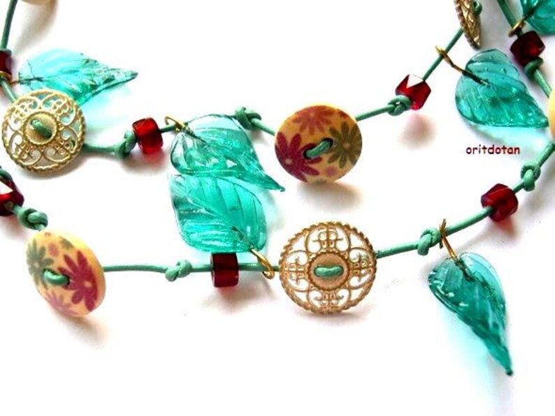 6 Vintage Glass Dangling Beads Leaf Shape With Self Loop Pink Etsy