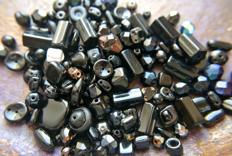 Mix glass beads 50 gram all are CZECH high quality beads in range of black shades