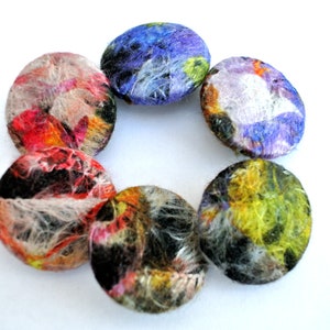 6 buttons, modern felt wool fabric covered buttons 32mm/3.2cm/50L, each button one of a kind