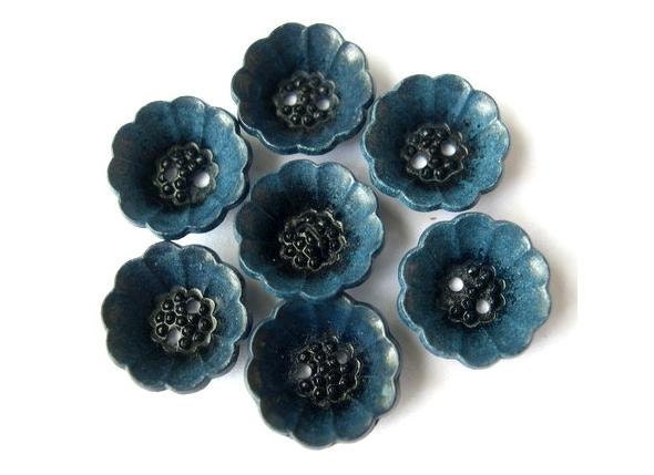 Vintage, 6 plastic buttons, can be use as beads, 15mm,  flower cup sh…