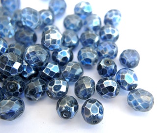 20 cuentas de cristal facetado checo: Azul raro, 8 mm