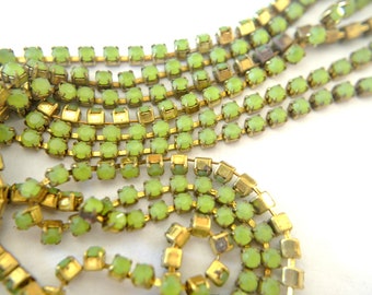 Cadena vintage de diamantes de imitación Swarovski, engaste de latón, cristales cuadrados (45 cm)