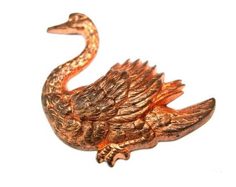 Vintage water bird metal stamping, findings made of copper-select size