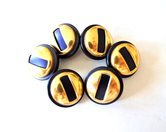 Vintage Buttons Plastic Purple with Gold-Select Size [6pcs]