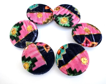 Fabric Buttons: Handmade Cloth Covered RARE Buttons (38mm)[6pcs]
