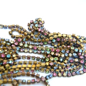 Vintage Swarovski łańcuszek z kryształkami: oprawa mosiężna, 18 cali