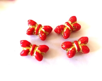 蝶ガラスビーズ、黄色のチェコガラスビーズ、薄黄色のガラス蝶ビーズ