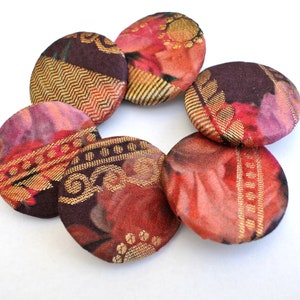 Handmade Fabric Covered Buttons: Unique Cloth Buttons (Set of 6, 38mm)