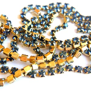18 inches Vintage Swarovski chain, srass rhinestone chain, Swarovski crystals embedded in brass setting-Swc34