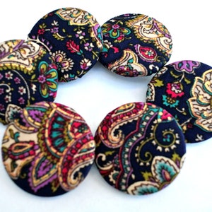 6 Handmade Fabric Covered Buttons: Large 38mm Cloth Buttons