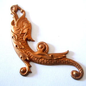 Dragon vintage copper shade metal stamping-RARE 72mm length