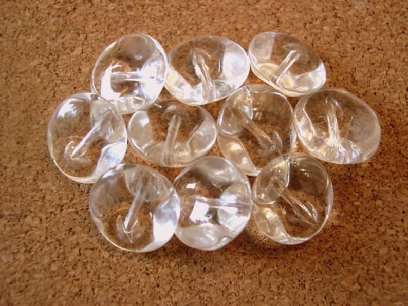 10 Buttons, clear glass buttons, translucent, 14mm, GREAT FOR CHILDREN image 1