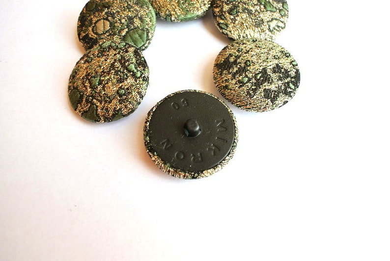 6 Fabric covered buttons handmade buttons cotton 32mm3.2cm green with gold color retro style blue shades retro style fabric
