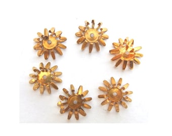 6 Vintage bead setting, beading findings 11mm base 5mm heigh, cabouchon setting