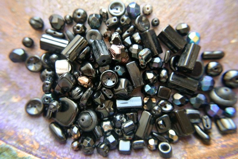 Mix glass beads 50 gram all are CZECH high quality beads in range of black shades