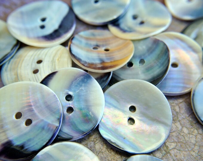 6 Vintage Shell Buttons Great for Button Jewelry 25mm Etsy