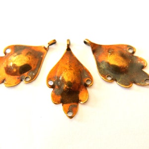 Vintage metal beads. leaf shape dangling beads, 22mmX10mm, 6pcs