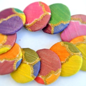6 Handmade Covered Cloth Buttons: Large Colorful Fabric Buttons (38mm)
