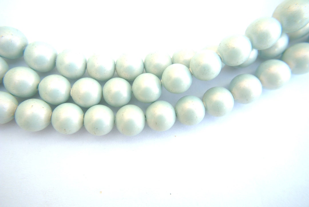 Lot De 120 Perles Vintage En Verre - Forme Ronde, Blanc Bleuté, Inde Années 1970
