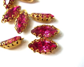 Vintage Swarovski rosa kristaller monterade i mässingsinfattning dinglande pärlor antik vintage slipning 1100