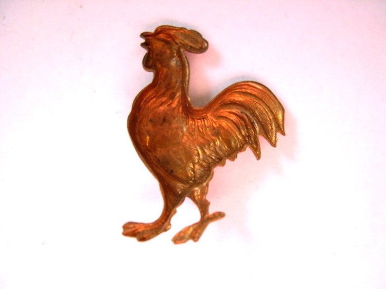 2 Cock, rooster, vintage metal stamping animals shape image 3