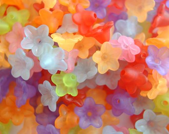 Assorted Frosted Matte Acrylic Flower Beads (9mm), Mixed Colors