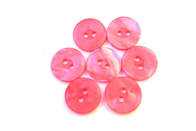 10 Vintage buttons pink plastic 15mm image 1