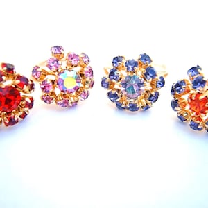 Swarovski crystal ring, flower ring,  artisian ring, statement ring, adjustable ring-select color