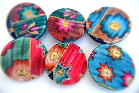 Glass button Czech handmade flower desined colorful painted jewel button BOHEMIAN BUTTON 32mm