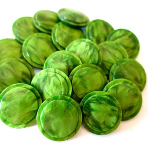 6 vintage plastic knopen, groen, 21 mm, mogelijk cazeïneknopen