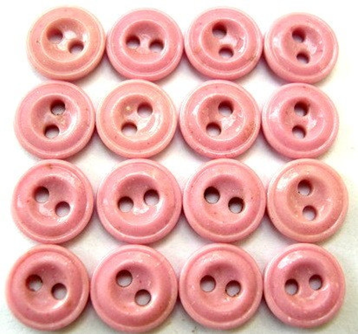 15 Vintage Glass Buttons Can Be Use as a Bead Pink Color - Etsy