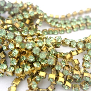 18 inches Vintage Swarovski chain, strass rhinestone chain, Swarovski crystals embedded in brass setting-Swc109