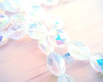 Vintage Swarovski-kristal facetkralen: helder AB (6 kralen)