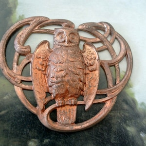 Vintage owl bird metal stamping 65mmx55mm