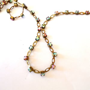 Vintage chain, 18 inches Swarovski chain, rhinestone chain, Swarovski AB crystals in few colors embedded in brass setting-Swc155