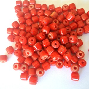 30 VINTAGE glass beads, unique red shade 6mm, large hole