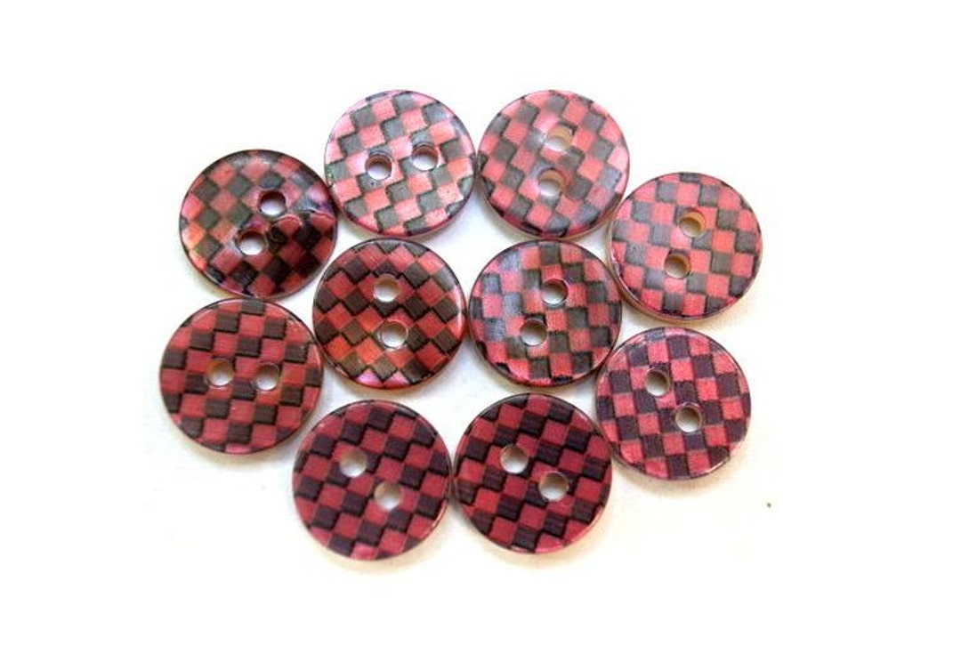 10 Pink & Black Shell Buttons: Square Pattern, 11.5mm - Etsy