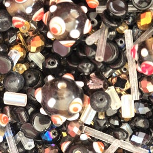Mix VINTAGE glass beads, quality beads in black, gold, clear, AB shine-select amount