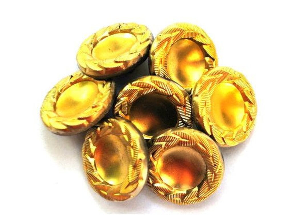THE BUTTON QUEEN バラ模様 ガラスボタン 8個セット ヴィンテージガラスボタン6個、ユニークな花柄デザイン、ゴールド
