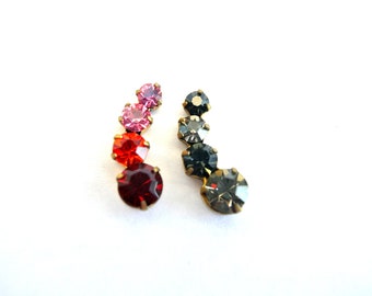 Cristaux de strass Swarovski vintage dans un sertissage en laiton (2 pièces)