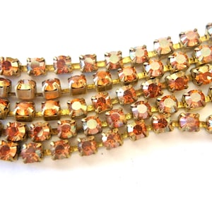 Cadena vintage de diamantes de imitación Swarovski: Montura de latón, cristales marrones, 45,7 cm (18 pulgadas)