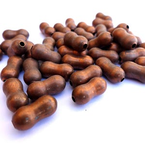10 Vintage metal beads 15mmx7mm, copper color,  unique design, rare beads
