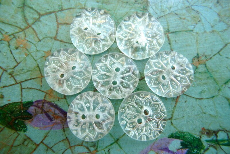 Vintage antique glass buttons ,clear glass flower ornament,  transpar…