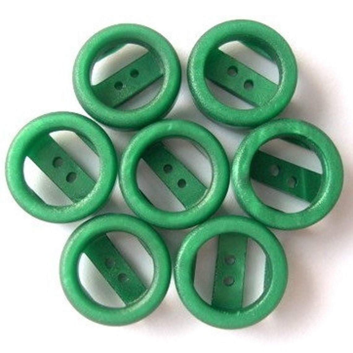 6 Vintage Plastic Buttons Unique Shape Green Pick up Size Etsy
