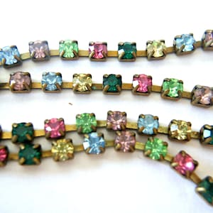 Vintage Swarovski łańcuszek z kryształkami: oprawa mosiężna, 18 cali