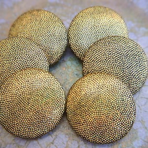 6 Metallic Fabric Covered Buttons: Handmade 32mm