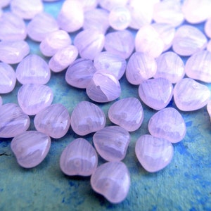 25 Glass beads heart shape pink Czech beads, new, 8mm