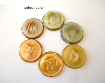 Vintage buttons, 6 plastic buttons, xl, 37mm-select color