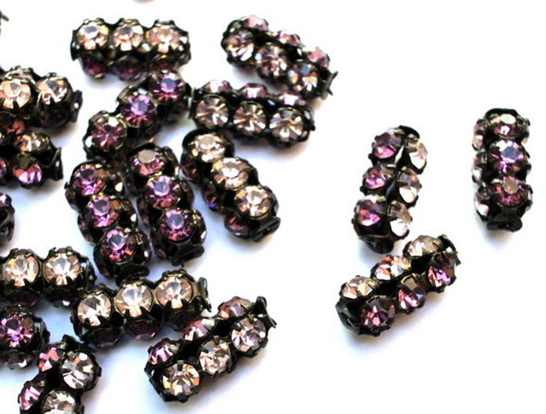 2 Vintage SWAROVSKI Beads 2 Colors Crystals Violet and Clear Etsy