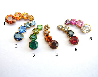 2 cabochons vintage en strass Swarovski : accessoires de bijouterie en laiton
